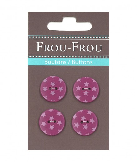 Frou-Frou Bottoni In Nylon Con Motivo Floreale - 4 Pezzi - Sfondo Viola