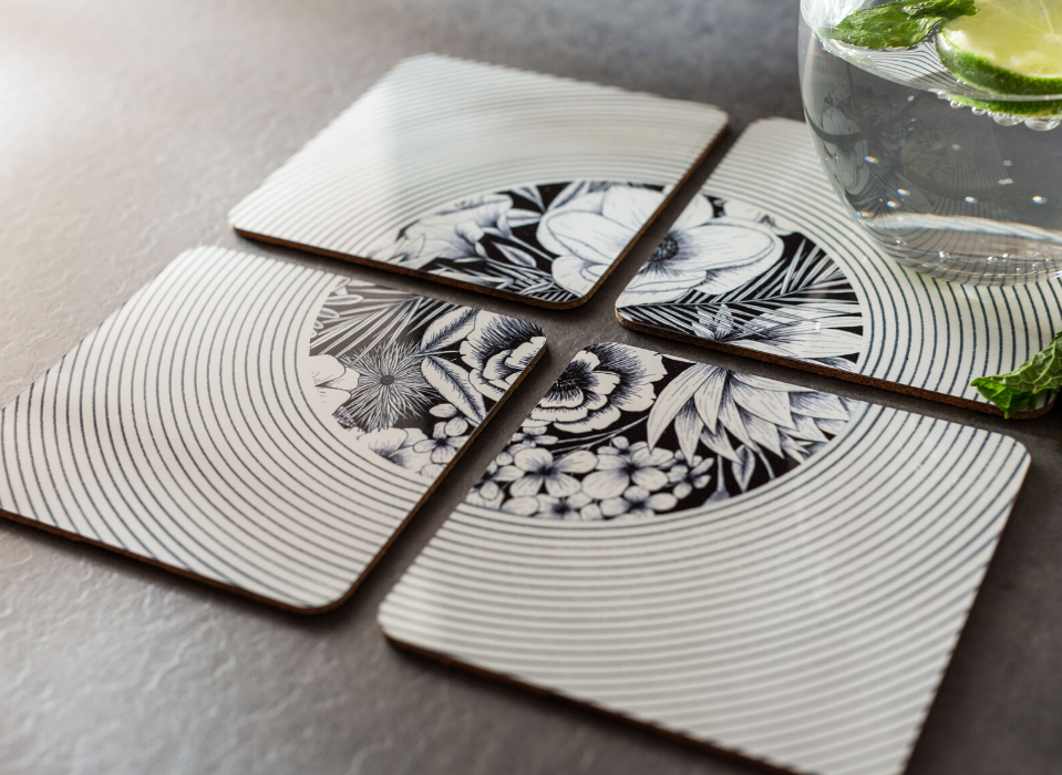 Super Cool Creations Sottobicchieri In Acrilico Trasparente 10,5 Cm - Set Da 4 - Infrangibili E Antiscivolo