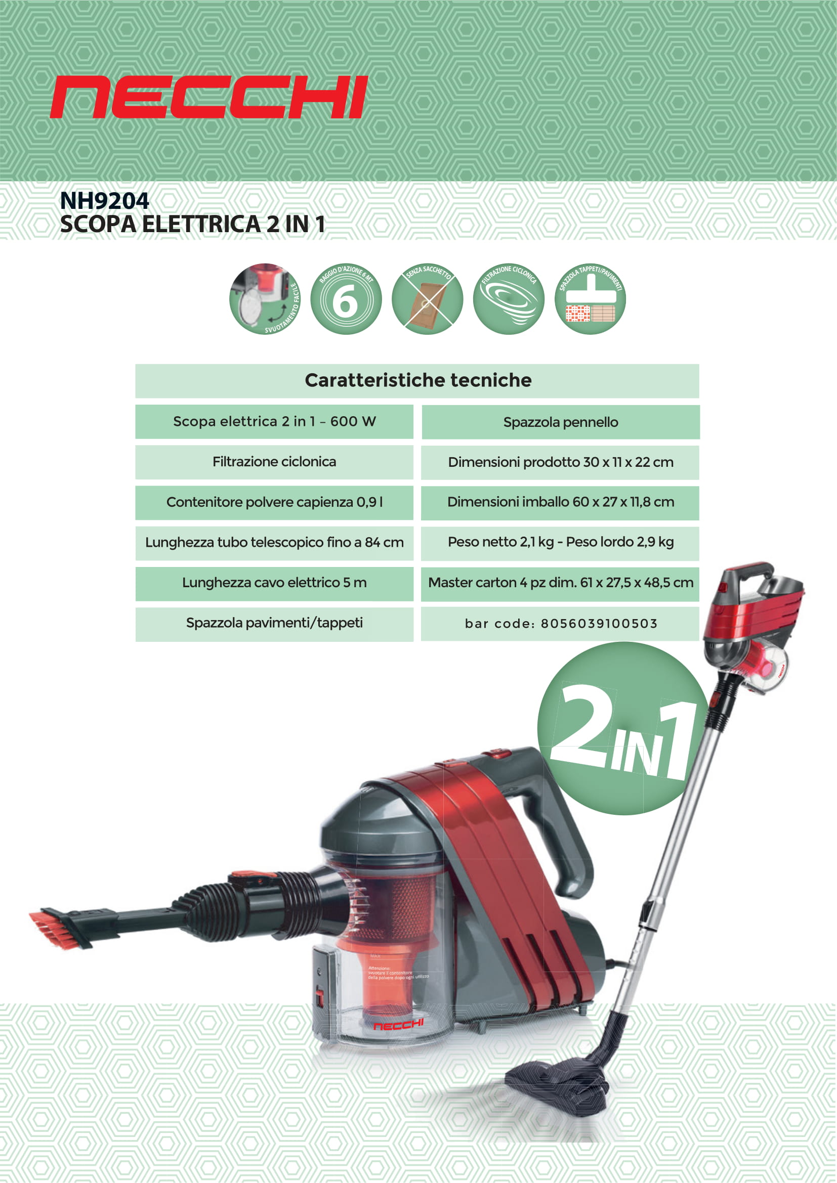 Scopa Elettrica NH9204 - Necchi Shop Online