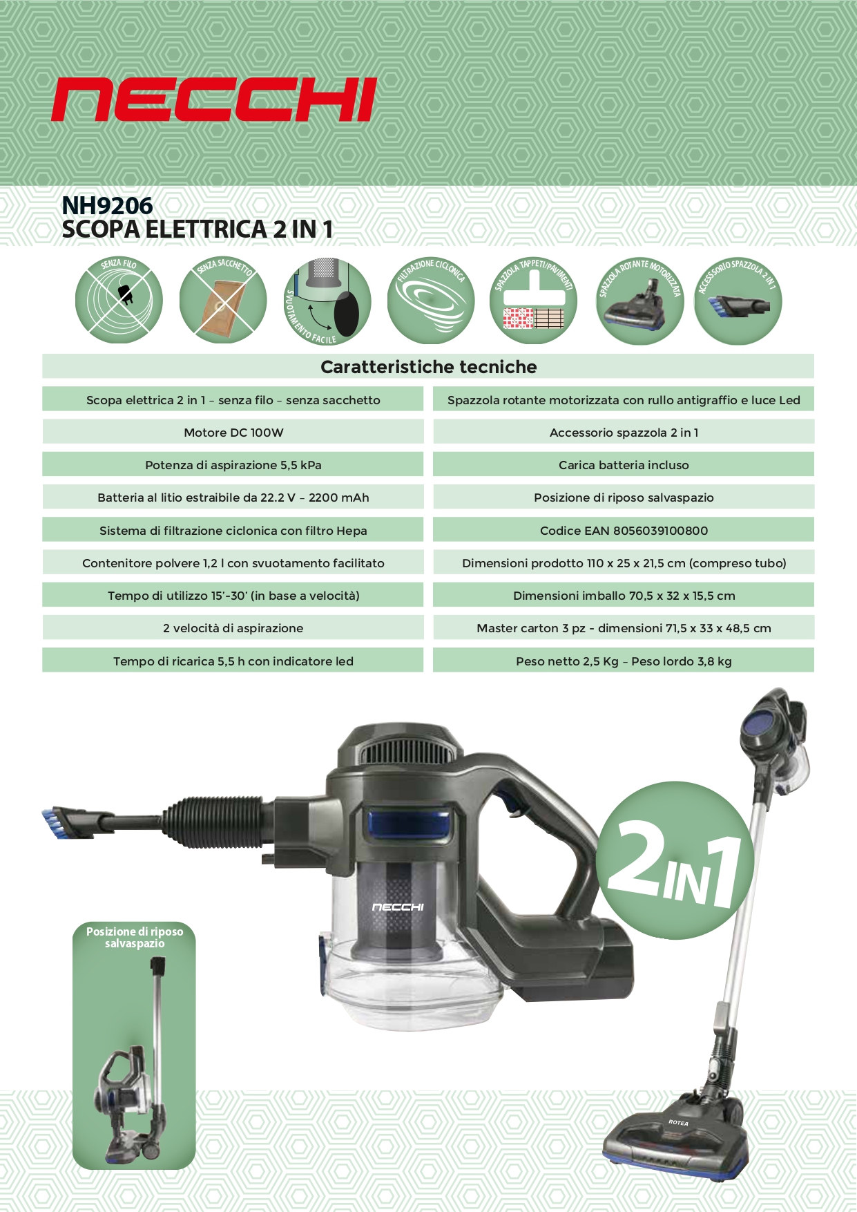 Scopa Cordless NH9206 - Necchi Shop Online