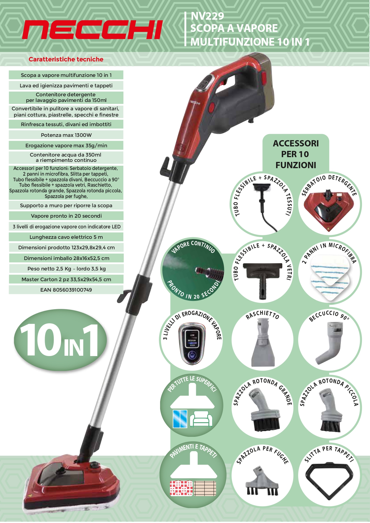 Scopa a Vapore NV229 - Necchi Shop Online