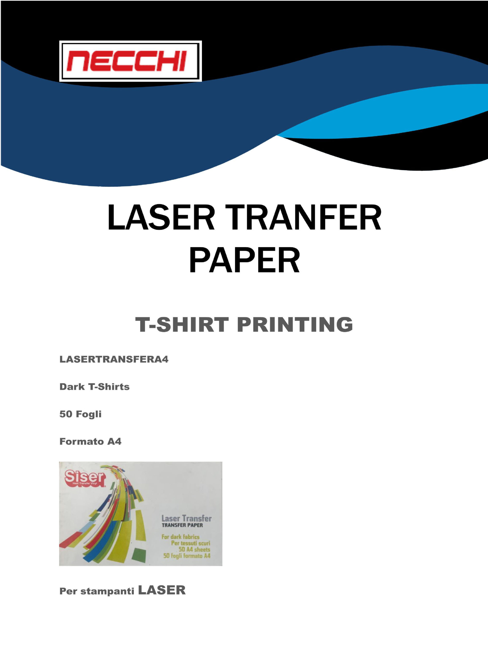 Carta Transfer Stampabile Formato A4 per stampanti Laser - Tessuti