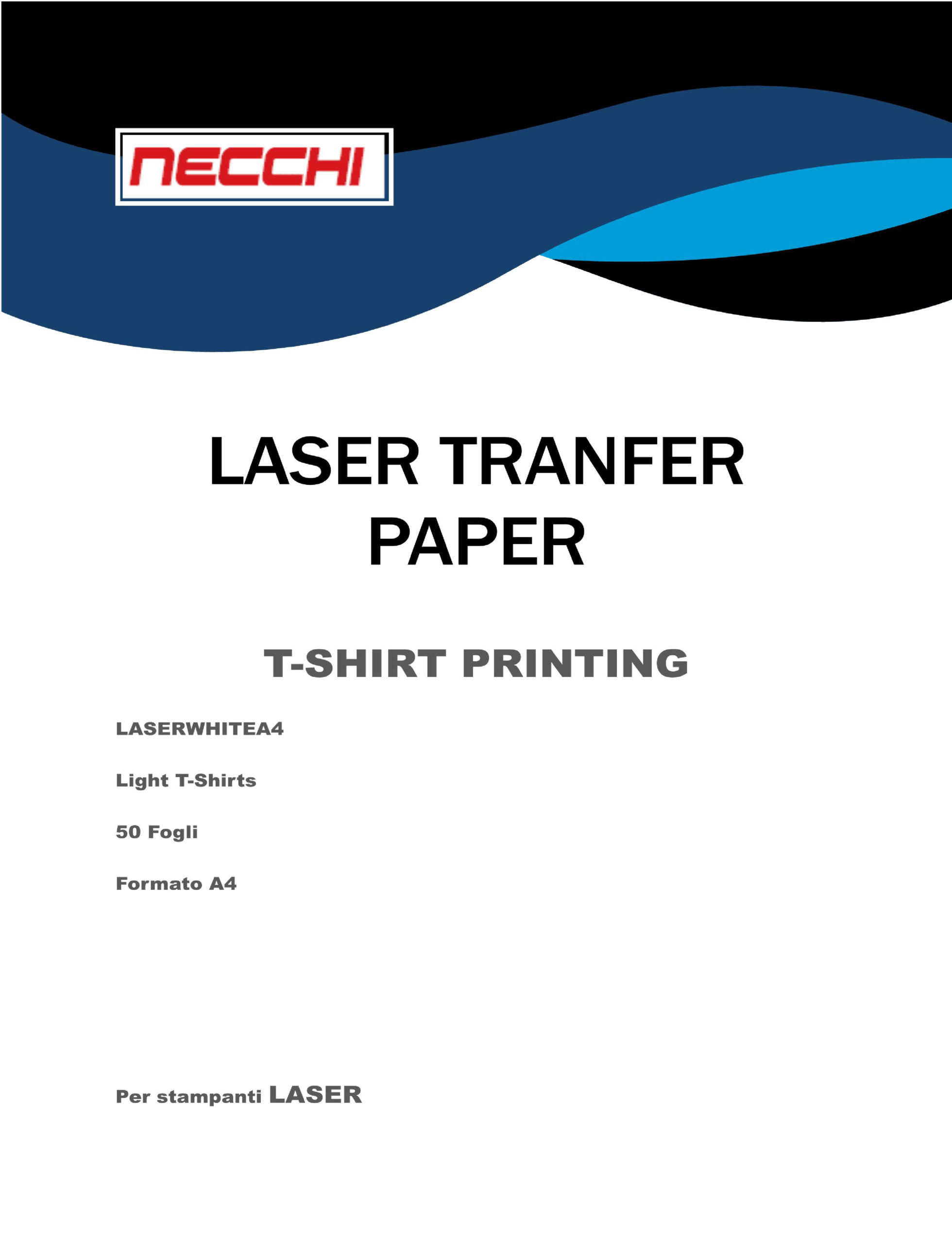 Carta Transfer Stampabile Formato A4 per stampanti Laser - Tessuti Chiari -  10 fogli - Necchi Shop Online