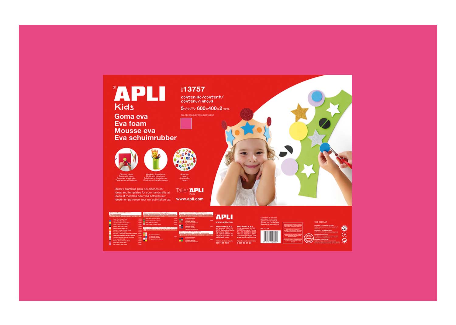 Apli Kids 3 Fogli A2 Gomma Espansa Glitter Oro - 600x400mm, Per Attività Artistiche E Lavoretti