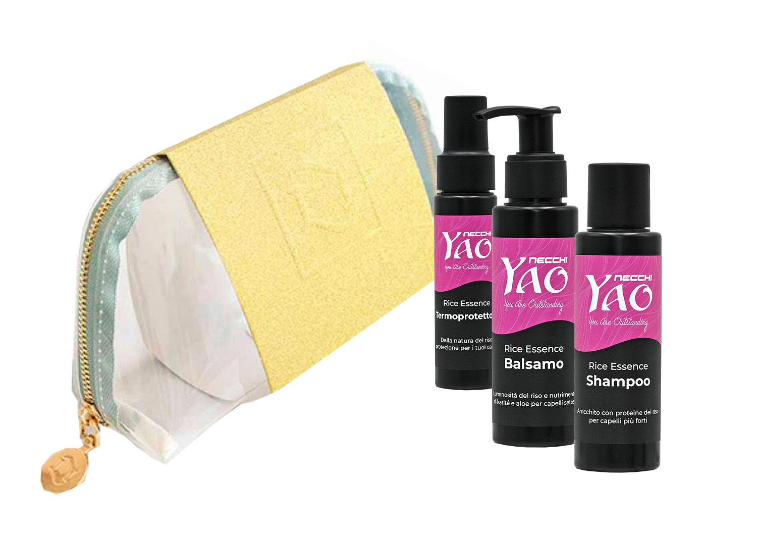 Necchi Yao Kit Hair Care con Shampoo, Balsamo e Termoprotettore