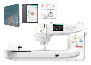 Necchi Sweet NE210 Macchina per Cucire e Ricamare in collaborazione con Eleonora Galvagno con Tablet e Software DRAWings Creative
