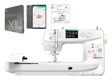 Necchi Sweet NE210 Macchina per Cucire e Ricamare in collaborazione con Eleonora Galvagno con Tablet e Software DRAWings Essentials
