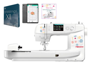 Necchi Sweet NE210 Macchina per Cucire e Ricamare in collaborazione con Eleonora Galvagno con Tablet e Software DRAWings Pro