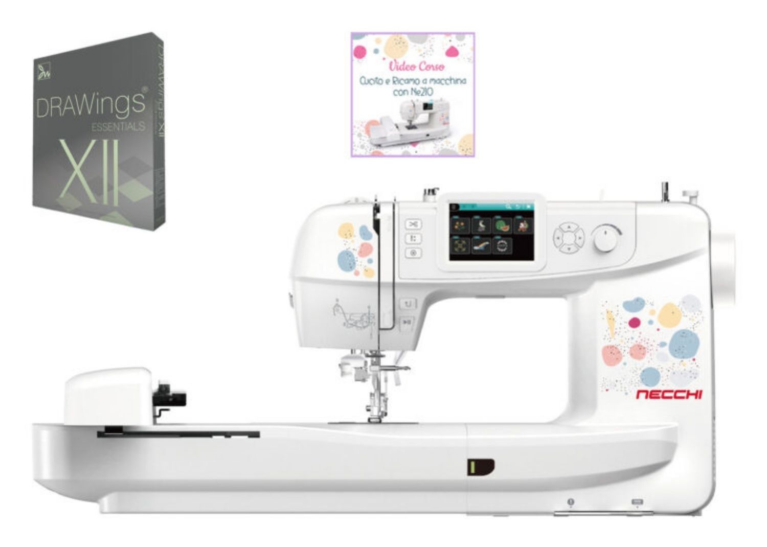 Necchi Sweet NE210 Macchina per Cucire e Ricamare in collaborazione con Eleonora Galvagno con Software DRAWings Essentials