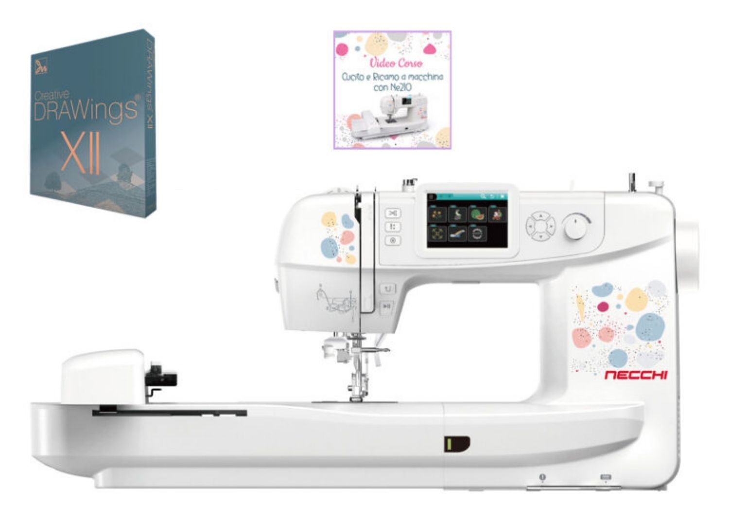 Necchi Sweet NE210 Macchina per Cucire e Ricamare in collaborazione con Eleonora Galvagno con Software DRAWings Creative