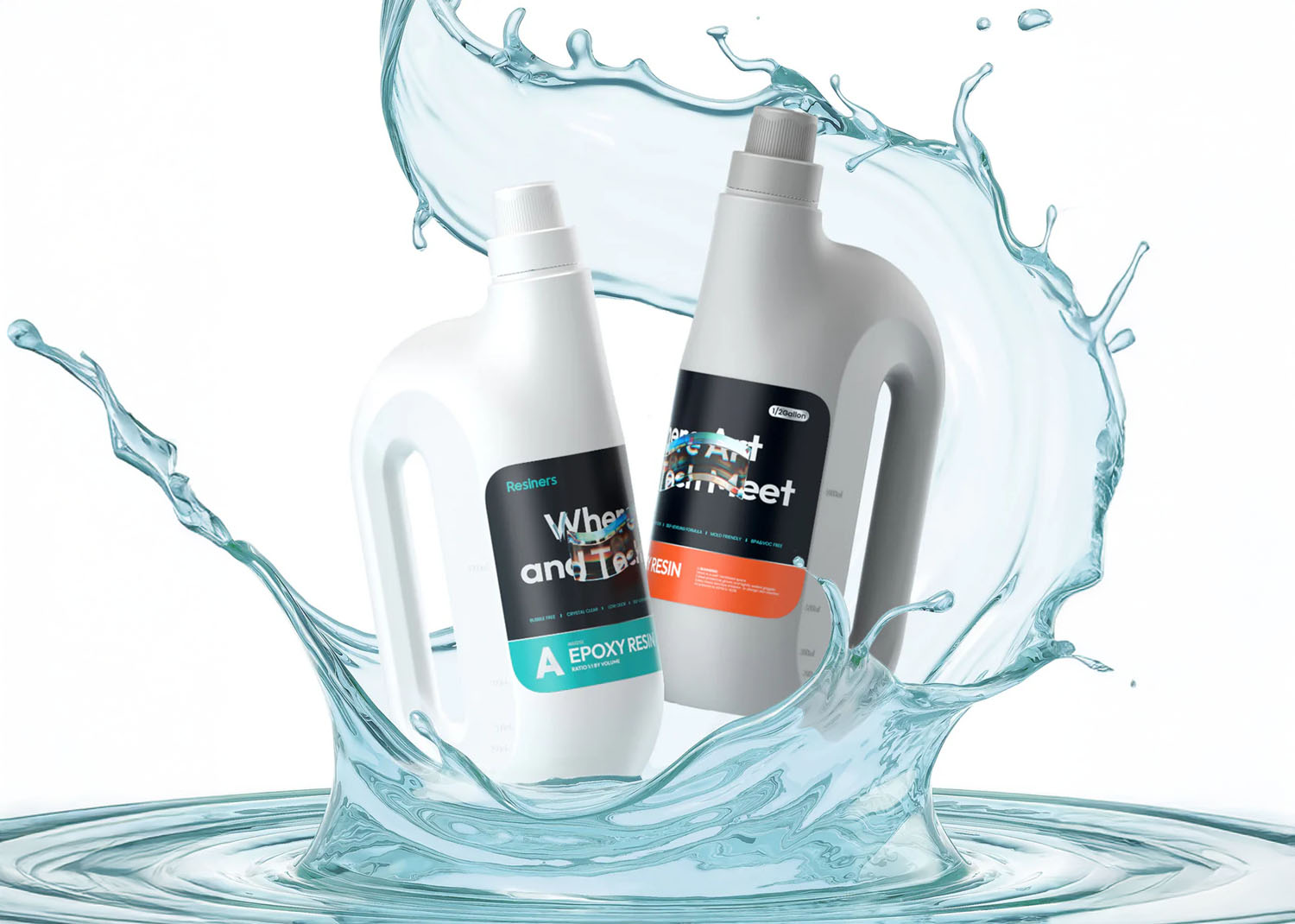 Resiners Resina epossidica trasparente 2 flaconi da 1,9L con dosatore