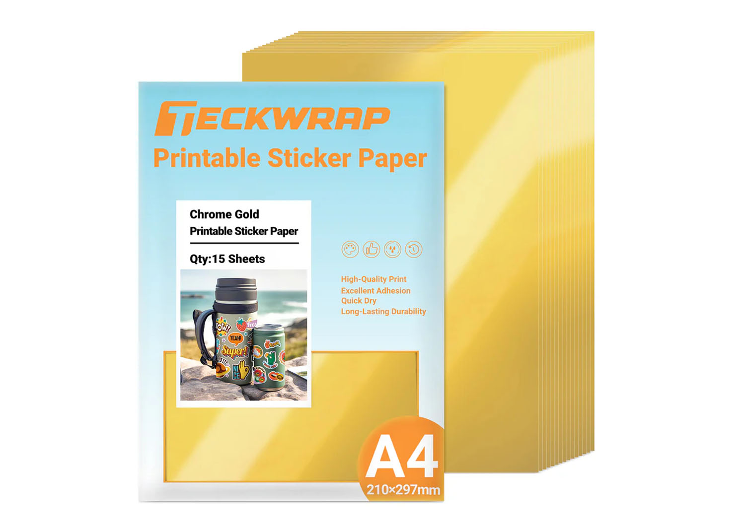 Teckwrap Carta adesiva stampabile Oro A4 15pz