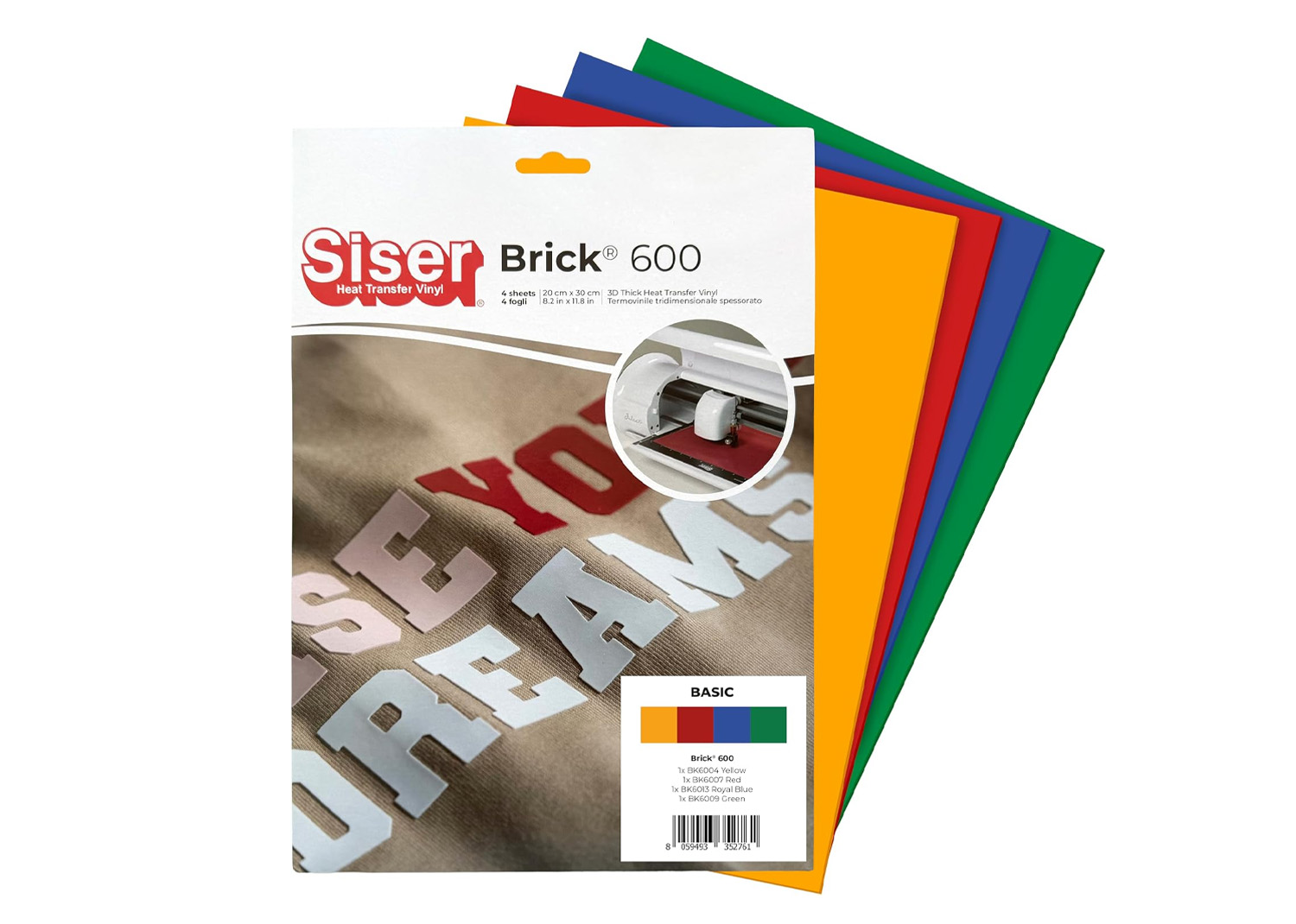 Siser Termoadesivo Brick 600 Colori Primari 4pz 20cmx30cm