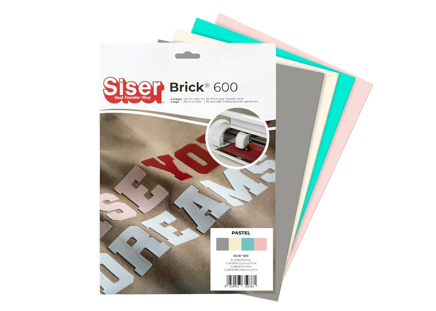 Siser Termoadesivo Brick 600 Colori Pastello 4pz 20cmx30cm