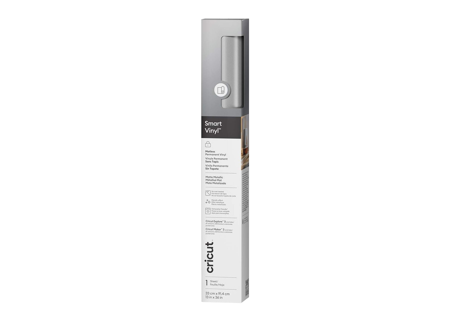 Cricut Smart Vinyl Vinile Permanente Argento Opaco 33cmx91,4cm
