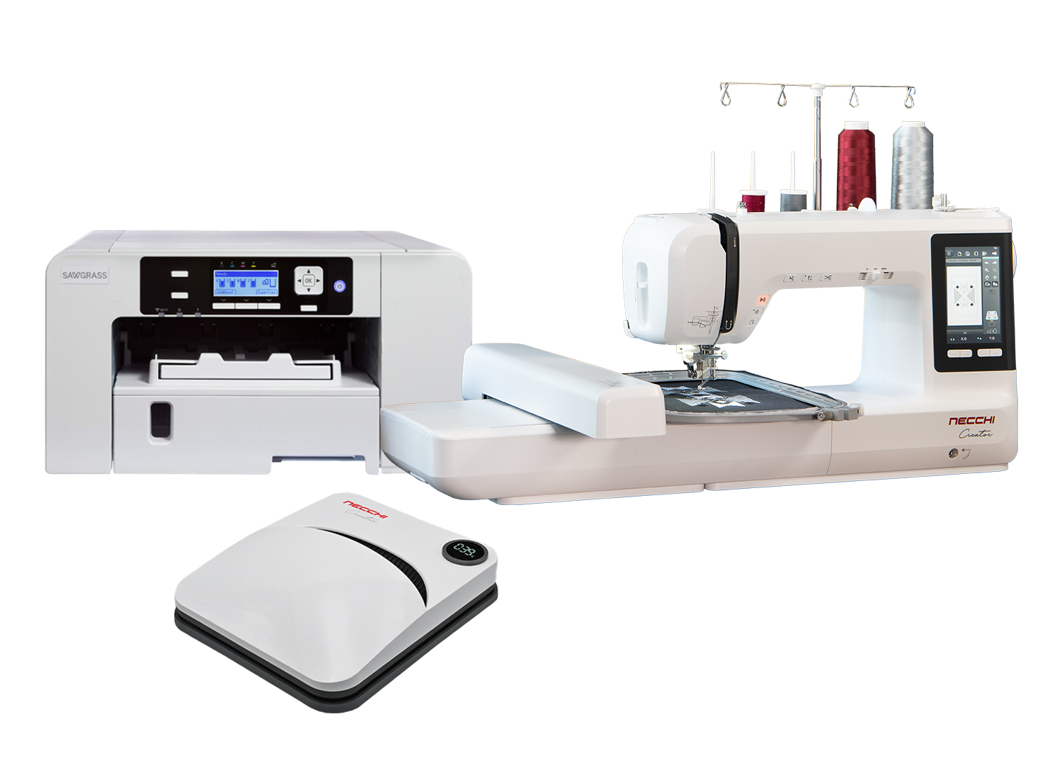 Necchi Creator Lab Bundle: Creator C2000 + Sawgrass SG500 VersiFlex + FlatPress Creator Maxi
